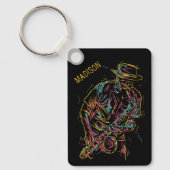 名前をカスタムするカラフルジャズ奏者 キーホルダー (正面)