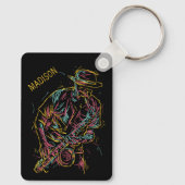 名前をカスタムするカラフルジャズ奏者 キーホルダー (裏面)