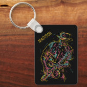 名前をカスタムするカラフルジャズ奏者 キーホルダー (正面)