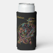 名前をカスタムするカラフルジャズ奏者 スリム缶クーラー (Seltzer正面)