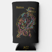 名前をカスタムするカラフルジャズ奏者 スリム缶クーラー (正面)