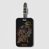 名前をカスタムするカラフルジャズ奏者 ラゲッジタグ (正面縦)