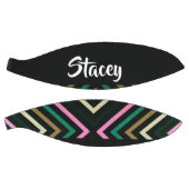 名前をカスタムするカラフルストライプオンブラック バスケットボール (パネル)