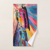 名前をカスタムするカラフルスポーツカ ハンドタオル (ハンドタオル)