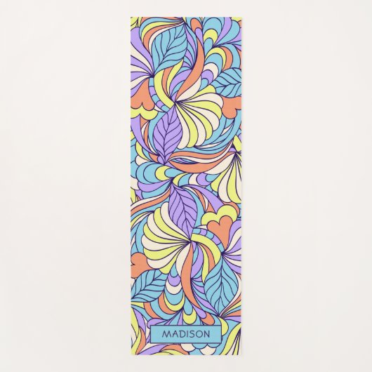 名前をカスタムするカラフルドードル可逆ヨガマット ヨガマット (正面)