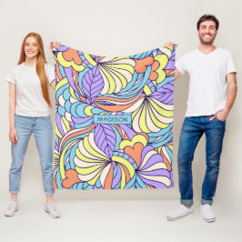 名前をカスタムするカラフルドードレスフリースブランケット フリースブランケット