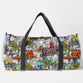 名前をカスタムするカラフルヒップホップパターン ダッフルバッグ (正面)