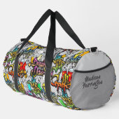 名前をカスタムするカラフルヒップホップパターン ダッフルバッグ (右コーナー)