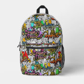 名前をカスタムするカラフルヒップホップパターン プリントバックパック (正面)
