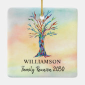 名前をカスタムするカラフルファミリーツリーファミリー懇親会 セラミックオーナメント (裏面)