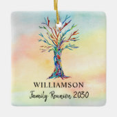 名前をカスタムするカラフルファミリーツリーファミリー懇親会 セラミックオーナメント (正面)