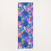 名前をカスタムするカラフルフローラモダン青 ヨガマット (裏面)