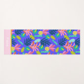 名前をカスタムするカラフルフローラモダン青 ヨガマット (正面(横))