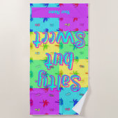 名前をカスタムするカラフルモダン夏ビーチタオル ビーチタオル (正面)