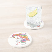 名前をカスタムするカラフルユニコーン コースター (側面)