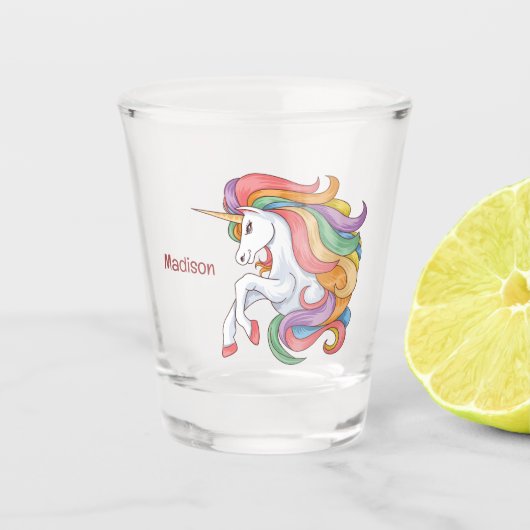 名前をカスタムするカラフルユニコーン ショットグラス (正面)