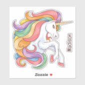 名前をカスタムするカラフルユニコーン シール (シート)