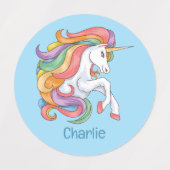 名前をカスタムするカラフルユニコーン ラベル (デザイン2)