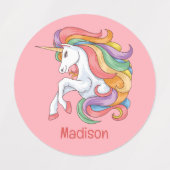 名前をカスタムするカラフルユニコーン ラベル (デザイン1)