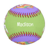 名前をカスタムするカラフルユニコーン 野球ボール (正面)