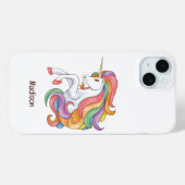 名前をカスタムするカラフルユニコーン Case-Mate iPhoneケース (裏面 (横))