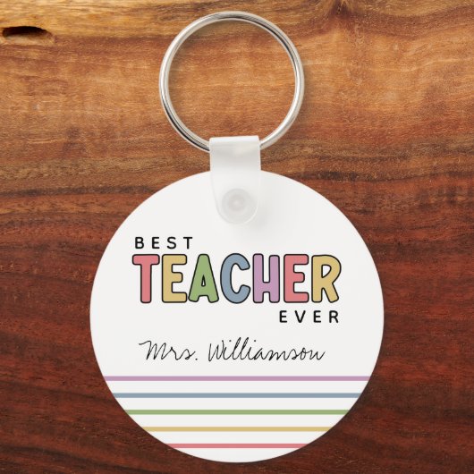名前をカスタムするカラフル先生感謝状 キーホルダー (正面)