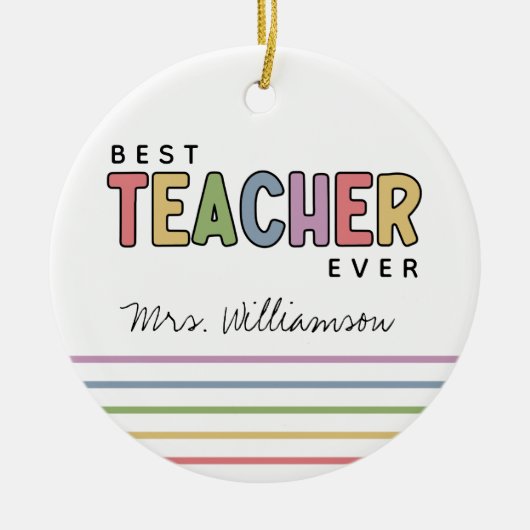 名前をカスタムするカラフル先生感謝状 セラミックオーナメント (正面)