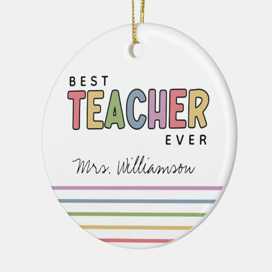 名前をカスタムするカラフル先生感謝状 セラミックオーナメント (左)