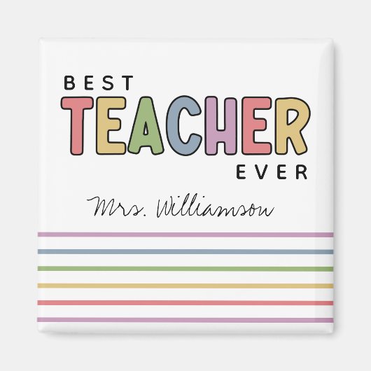 名前をカスタムするカラフル先生感謝状 マグネット (正面)