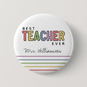 名前をカスタムするカラフル先生感謝状 缶バッジ (正面)