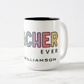 名前をカスタムするカラフル先生賞品 ツートーンマグカップ (正面右)