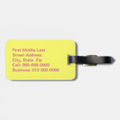 名前をカスタムするカラフル紙吹雪トスオーバーイエロー ラゲッジタグ (裏面横)