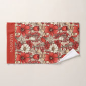 名前をカスタムするカラフル花柄 バスタオルセット (ハンドタオル)