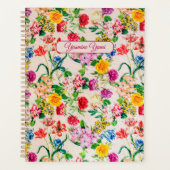 名前をカスタムするカラフル野フェミニン花ガーリー プランナー手帳 (正面)