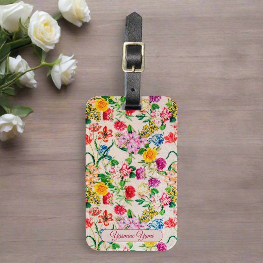 名前をカスタムするカラフル野フェミニン花ガーリー ラゲッジタグ