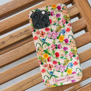 名前をカスタムするカラフル野フェミニン花ガーリー iPhone 13 PRO MAXケース
