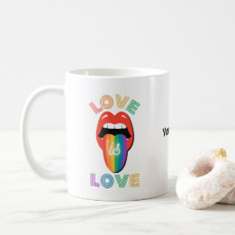 名前をカスタムするカラフルLGBTQプライド月 コーヒーマグカップ