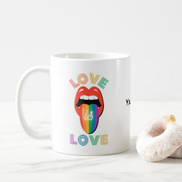 名前をカスタムするカラフルLGBTQプライド月 コーヒーマグカップ