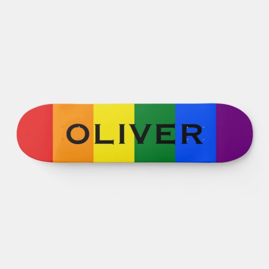 名前をカスタムするカラフルLGBTQレインボーゲイプライド国旗 スケートボード (横)