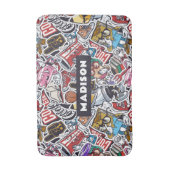 名前をカスタムするカレッジ漫画パターン バスマット (正面縦)