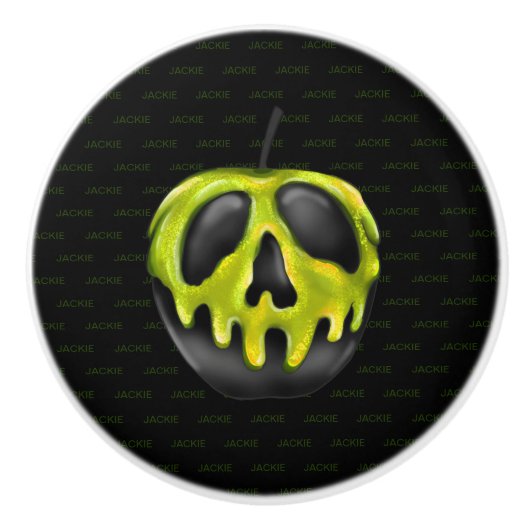 名前をカスタムするカワイイゴシックに黒く毒を塗ったリンゴ セラミックノブ (正面)