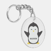 名前をカスタムするカワイイペンギン キーホルダー (正面左)