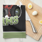 名前をカスタムするカントリーファームズバーントラクター農家 キッチンタオル (四つ折り)