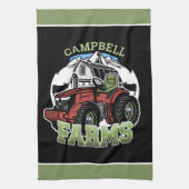 名前をカスタムするカントリーファームズバーントラクター農家 キッチンタオル (縦)