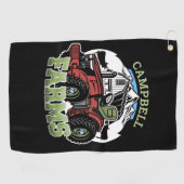 名前をカスタムするカントリーファームズバーントラクター農家 ゴルフタオル (横)