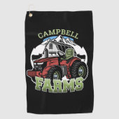 名前をカスタムするカントリーファームズバーントラクター農家 ゴルフタオル (正面)