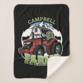 名前をカスタムするカントリーファームズバーントラクター農家 シェルパブランケット (正面)