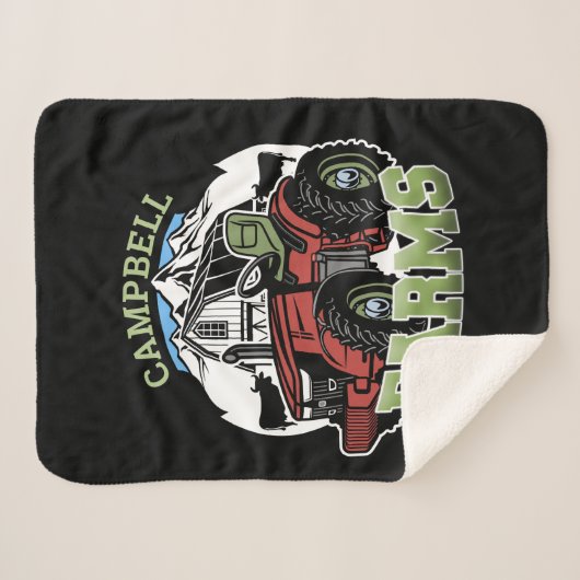 名前をカスタムするカントリーファームズバーントラクター農家 シェルパブランケット (正面(横))