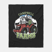 名前をカスタムするカントリーファームズバーントラクター農家 フリースブランケット (正面)