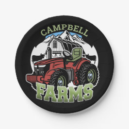 名前をカスタムするカントリーファームズバーントラクター農家 ペーパープレート
